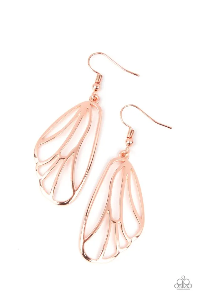 diannesjewelryshop Earrings | Paparazzi Turn Into A Butterfly Copper Earrings