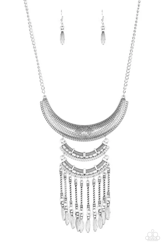 diannesjewelryshop Necklaces | Paparazzi Eastern Empress Silver Necklace