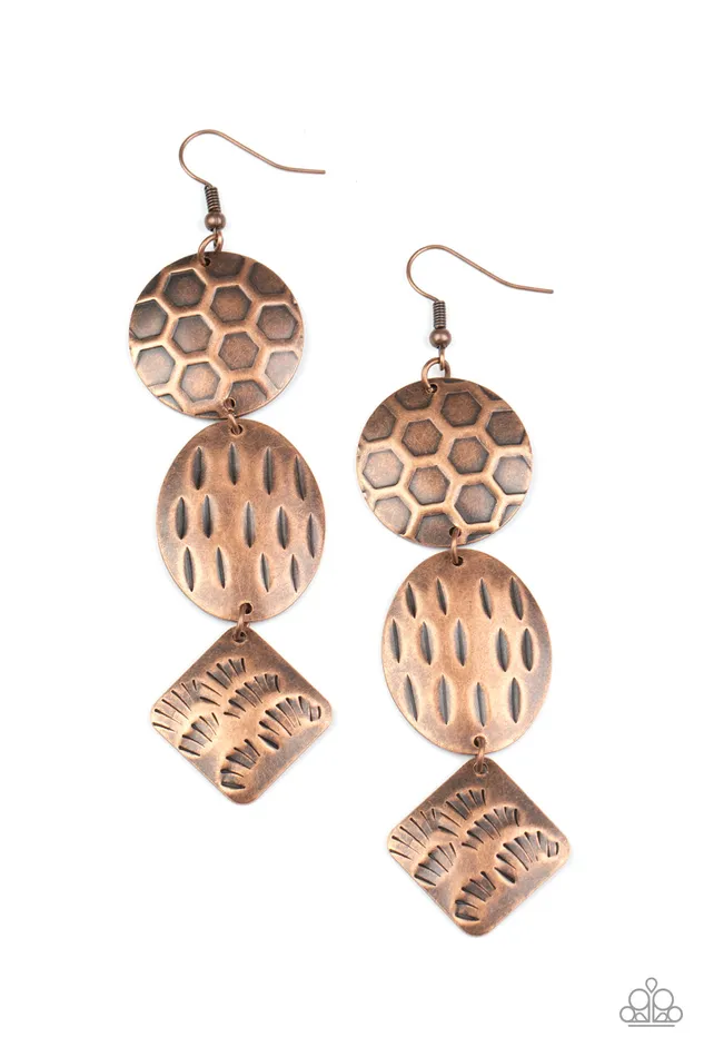 diannesjewelryshop Paparazzi Mixed Movement - Copper Earrings | Earrings