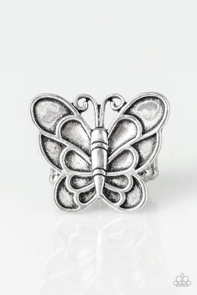 diannesjewelryshop Rings | Paparazzi Sky HIgh Butterfly Silver Ring