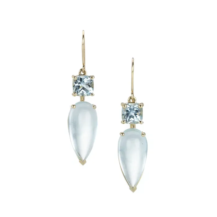 Double Aquamarine Drop Earrings Nicole Landaw Earrings