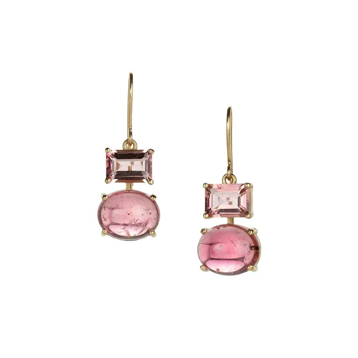 Double Pink Tourmaline Drop Earrings Nicole Landaw Earrings