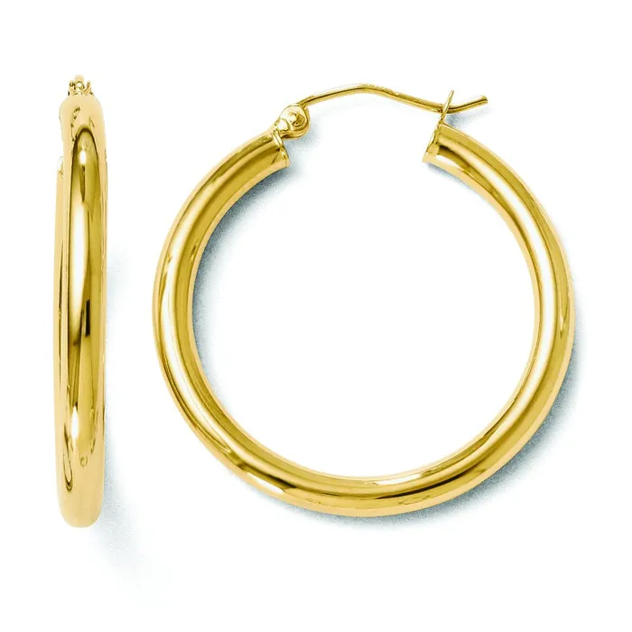 Earrings 14K MED 3MM HOOP EARRING 242 - LESLIES