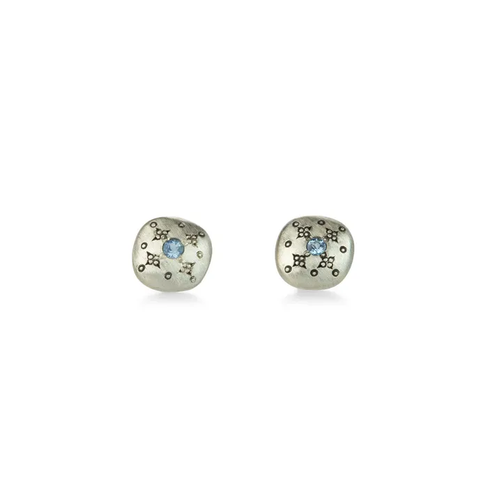 Earrings Adel Chefridi Aquamarine Silver Lights Stud Earrings