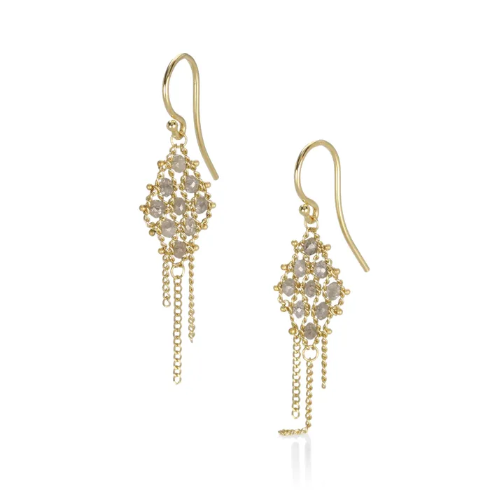 Earrings Amali Gray Diamond Small Textile Earrings