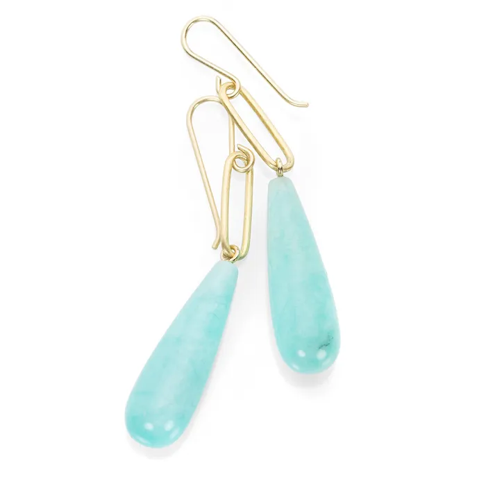 Earrings Amazonite Earrings with Link - Maria Beaulieu