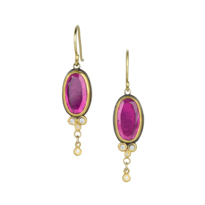 Earrings Ananda Khalsa Oval Pink Tourmaline Drop Earrings