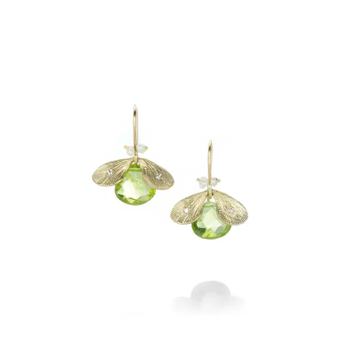 Earrings Annette Ferdinandsen Peridot Diamond Jeweled Bug Earrings