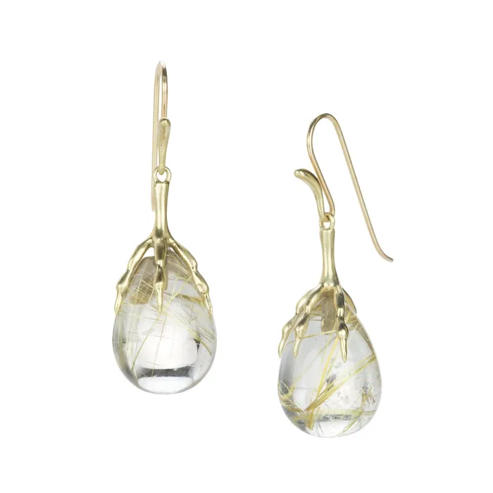 Earrings Annette Ferdinandsen Rutilated Quartz Quail Egg Earrings