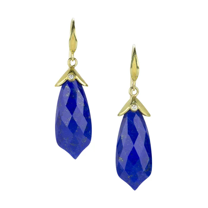 Earrings Barbara Heinrich 18k Pagoda Shaped Lapis Drop Earrings