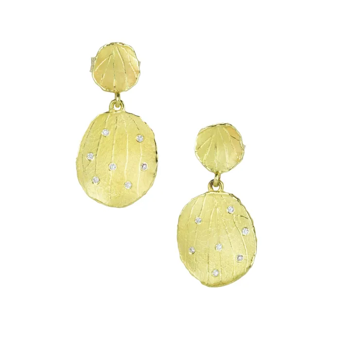 Earrings Barbara Heinrich 18k Yellow Gold Diamond Double Petal Earrings