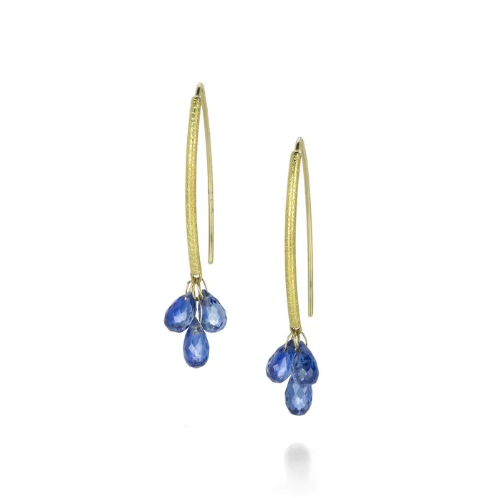 Earrings Barbara Heinrich Navette Earrings with Kyanite Drops