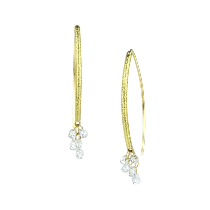 Earrings Barbara Heinrich Navette Earrings with White Diamond Briolettes