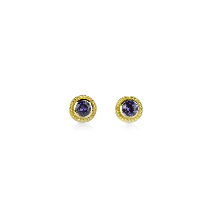 Earrings Barbara Heinrich Purple Sapphire Granulated Stud Earrings