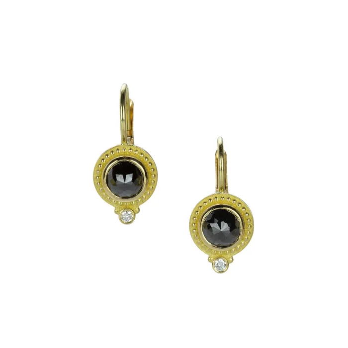 Earrings Barbara Heinrich Round Rose Cut Black Diamond Earrings