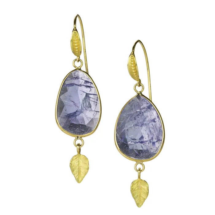 Earrings Barbara Heinrich Tanzanite and Leaf Drop Earrings