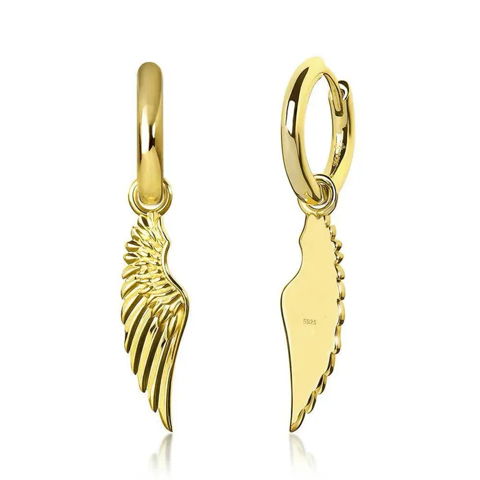 Earrings Bling Proud The Hope® - 925 Sterling Silver Hoop Dangle Angel Wing Earrings