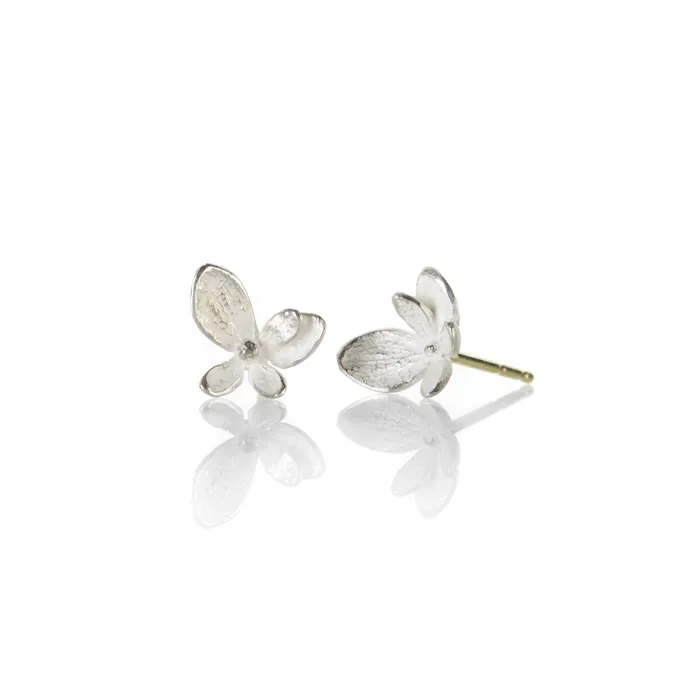 Earrings Bright Silver Baby Hydrangea Stud Earrings - John Iversen