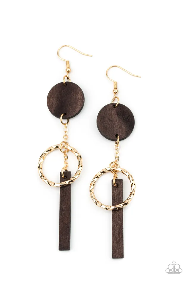 Earrings | diannesjewelryshop Paparazzi Raw Refinement Brown  and Gold Earrings