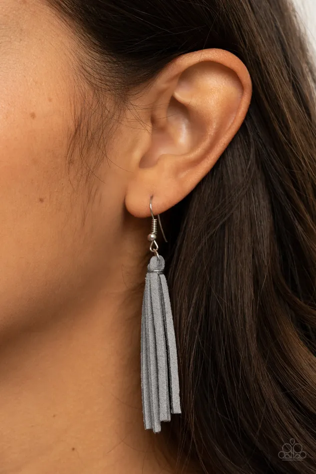 Earrings | diannesjewelryshop Paparazzi Silver $10 Set - Hold My Tassel Necklace and No Place Like HOMESPUN Earrings