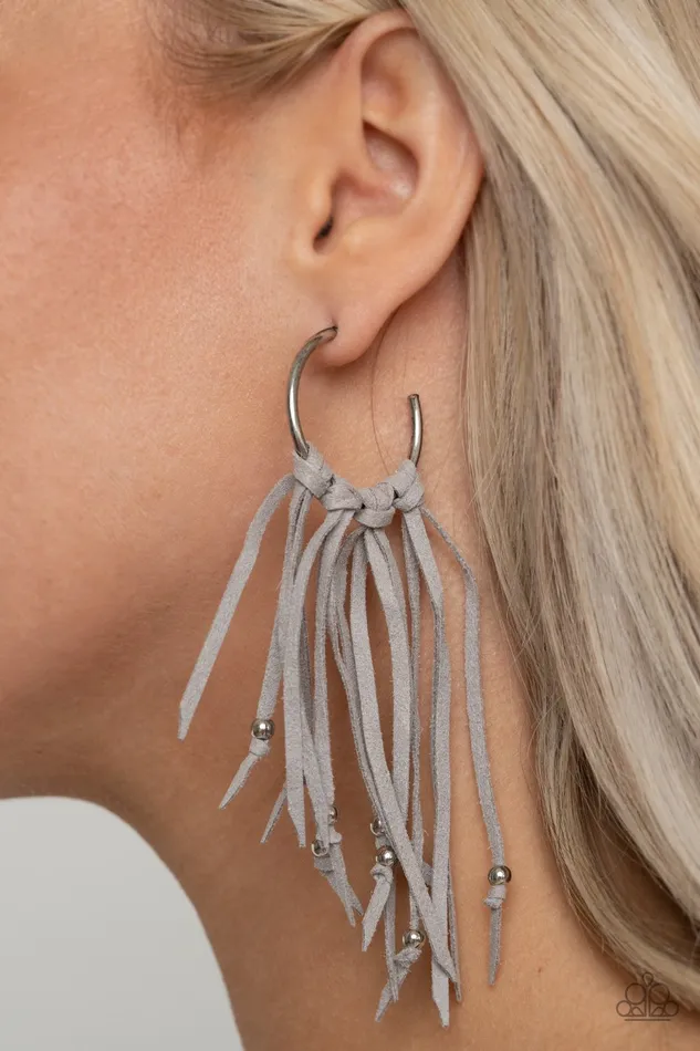 Earrings | diannesjewelryshop Paparazzi Silver $10 Set - Hold My Tassel Necklace and No Place Like HOMESPUN Earrings