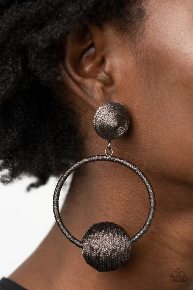 Earrings diannesjewelryshop Paparazzi Social Sphere Black Threaded Post Earrings