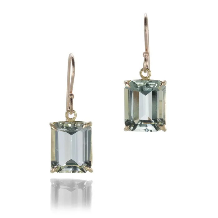 Earrings Emerald Cut Green Amethyst Drop Earrings - Rosanne Pugliese