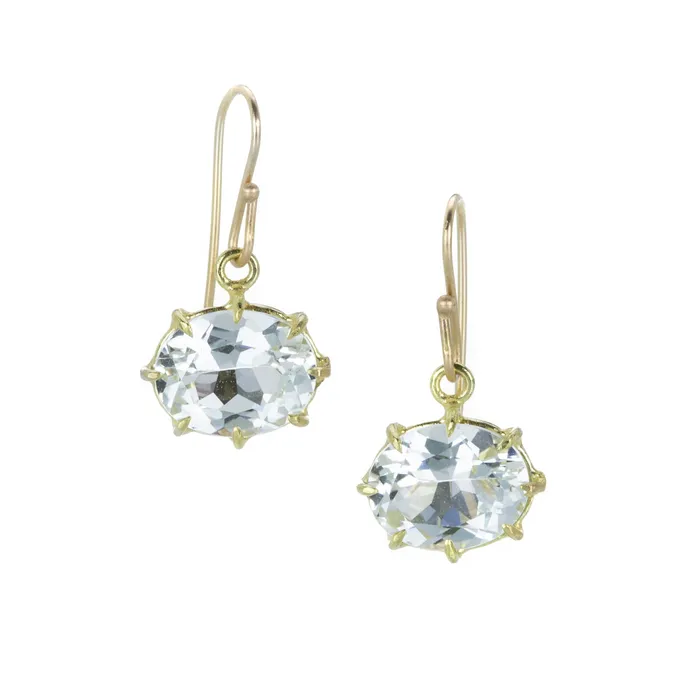 Earrings Faceted Oval White Topaz Earrings - Rosanne Pugliese