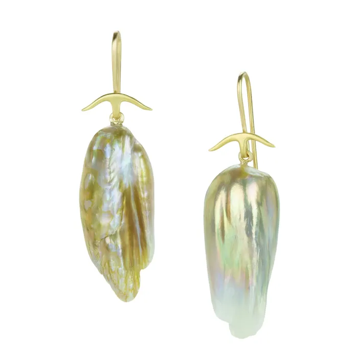 Earrings Freshwater Pearl Wing Drop Earrings - Gabriella Kiss