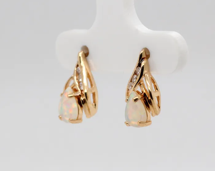 Earrings | FULLER'S PURCHASE FROM PUBLIC Estate 14KY .70 Cttw Opal and Diamond Earrings