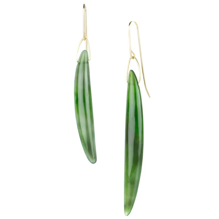 Earrings Gabriella Kiss 14k Polished Nephrite Bean Earrings