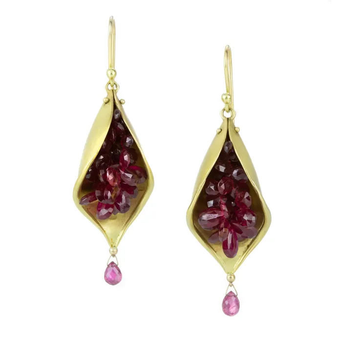 Earrings Gabriella Kiss 18k Milkweed Drop Earrings With Ruby