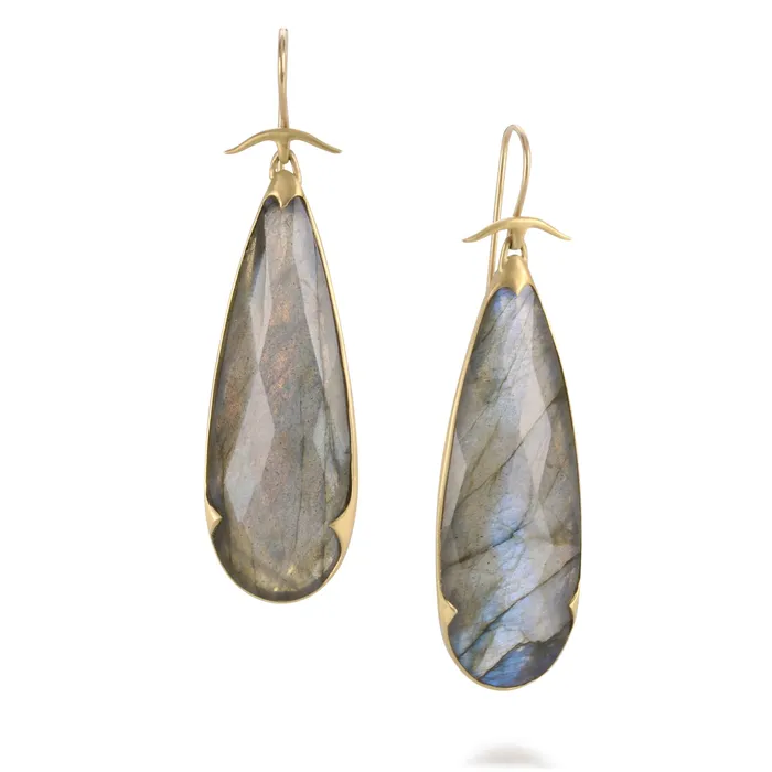 Earrings Gabriella Kiss Faceted Pear Labradorite Earrings