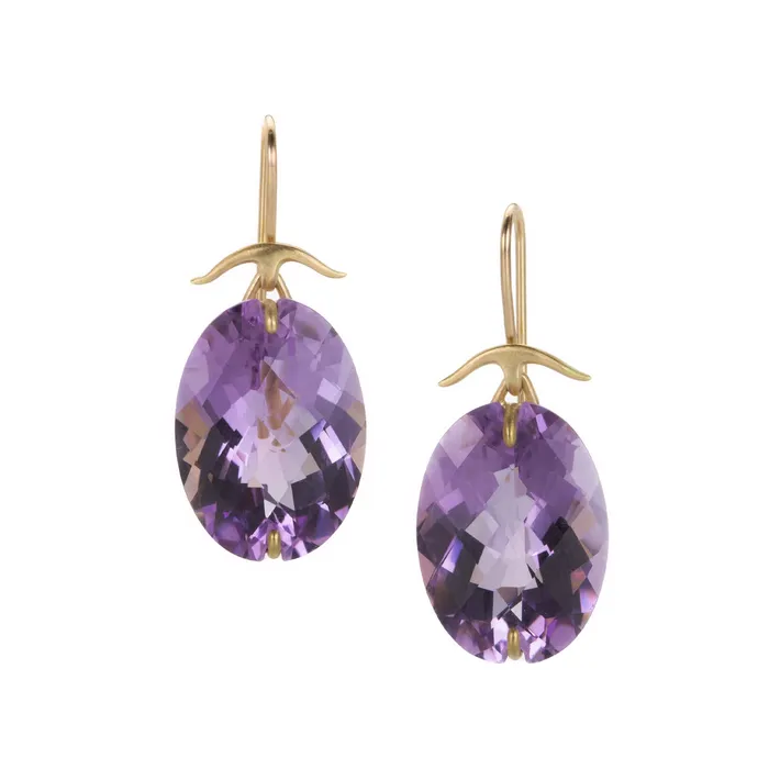 Earrings Gabriella Kiss Large Oval Amethyst Earrings