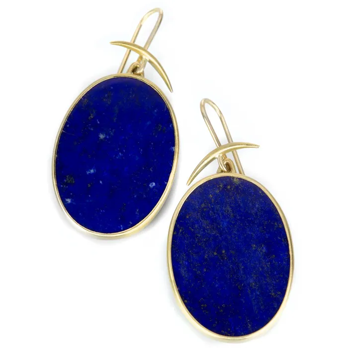 Earrings Gabriella Kiss Oval Lapis Slab Earrings