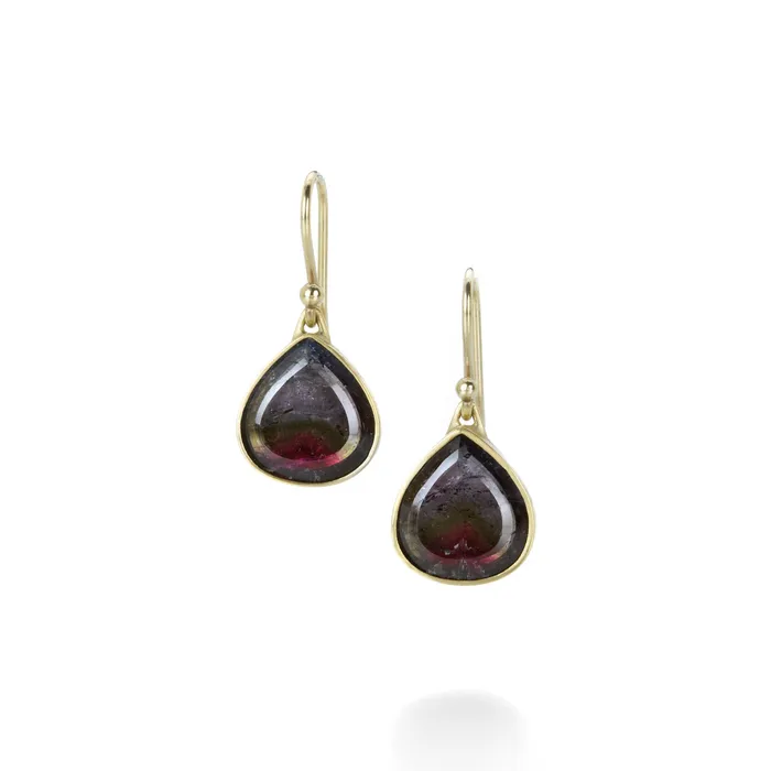 Earrings Gabriella Kiss Pear Shaped Watermelon Tourmaline Earrings