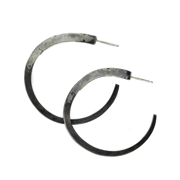 Earrings Iron and White Gold Hoop Earrings - Pat Flynn