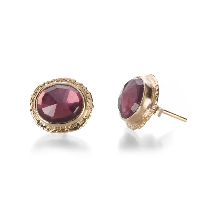 Earrings Jamie Joseph Large Rhodolite Garnet Stud Earrings