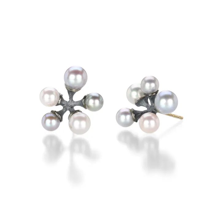 Earrings John Iversen Gray Pearl Micro Jacks Stud Earrings