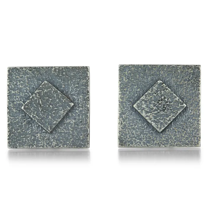 Earrings John Iversen Large Double Square Clip On Earrings