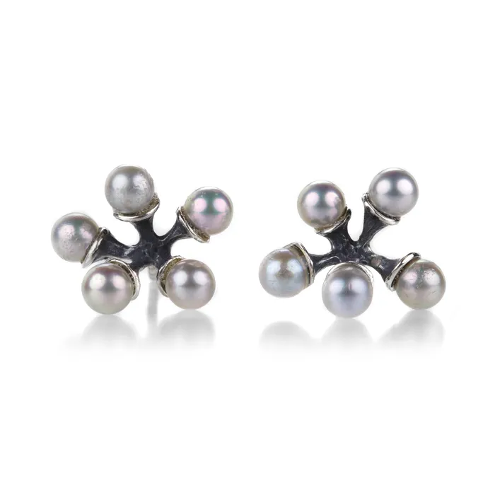 Earrings John Iversen Micro Akoya Pearl Gray Jacks Earrings