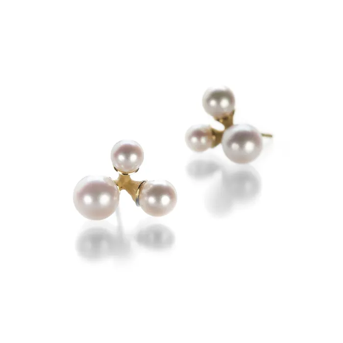 Earrings John Iversen Trio Jacks Earrings with Pink Akoya Pearls