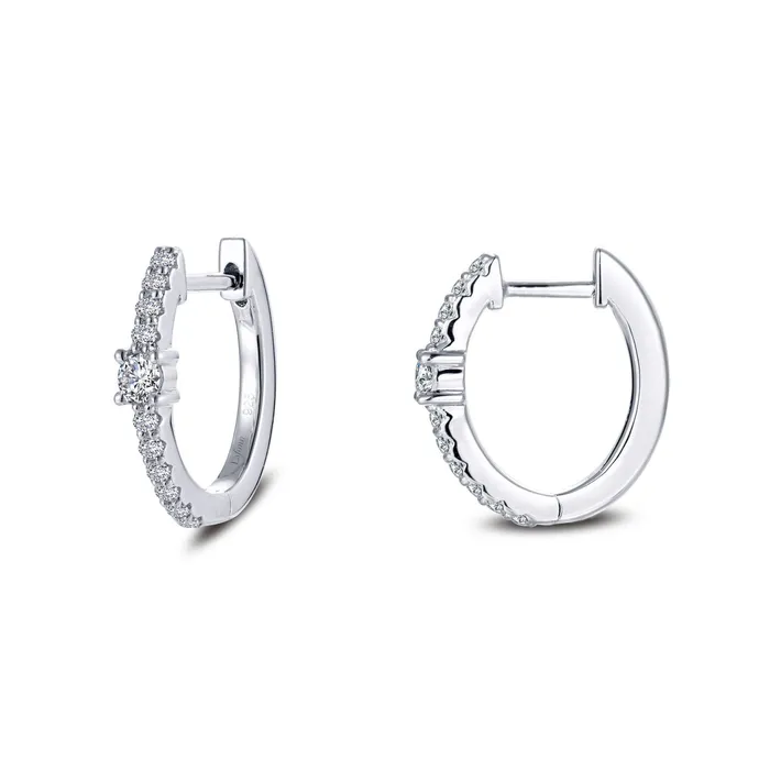 Earrings Lafonn 13mm x 15mm Oval Huggie Hoop Earrings