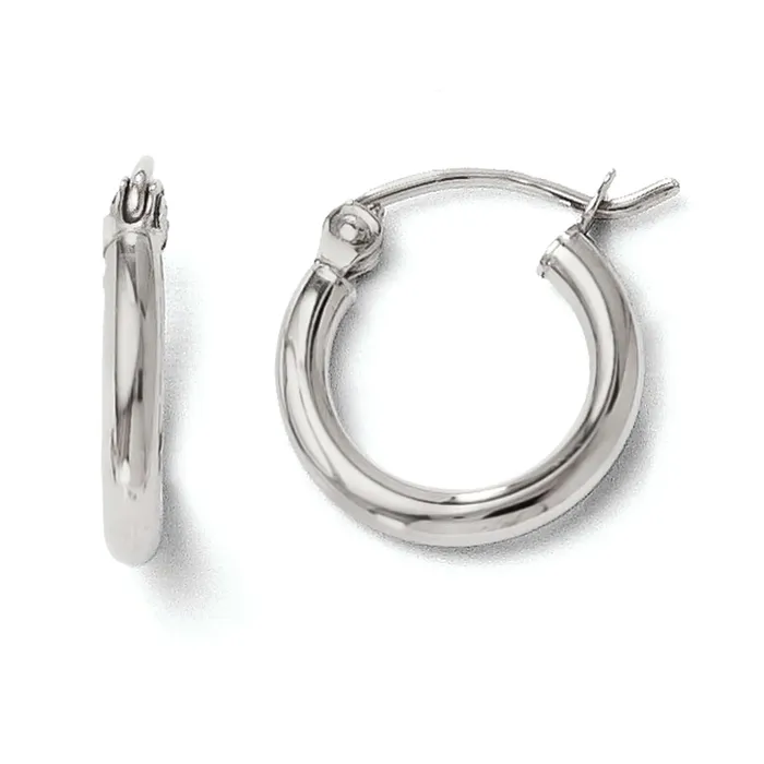 Earrings LESLIES 14KW V SMALL HOOP EARRINGS