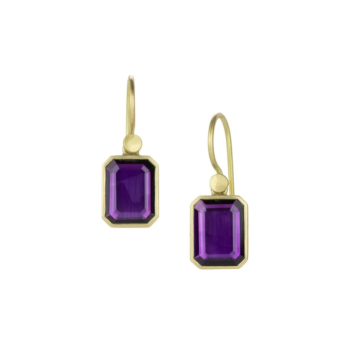 Earrings Lola Brooks Emerald Cut Amethyst Drop Earrings