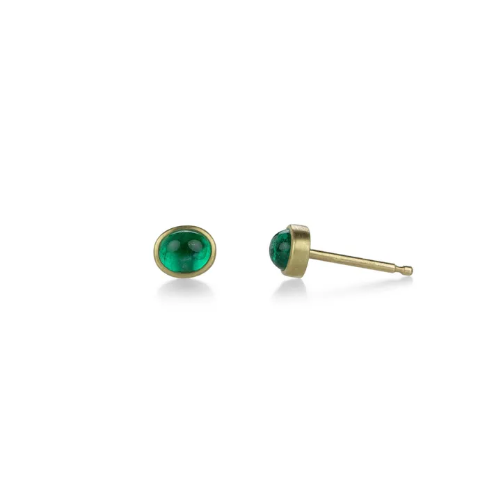 Earrings Lola Brooks Small Oval Emerald Stud Earrings