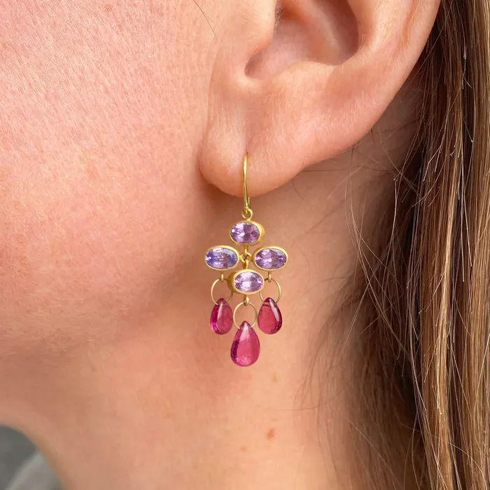 Earrings | Mallary Marks Tourmaline and Sapphire Trapeze Earrings