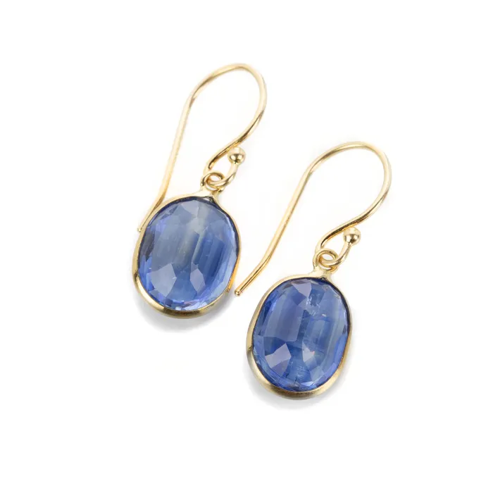 Earrings Margaret Solow Oval Kyanite Earrings - 1