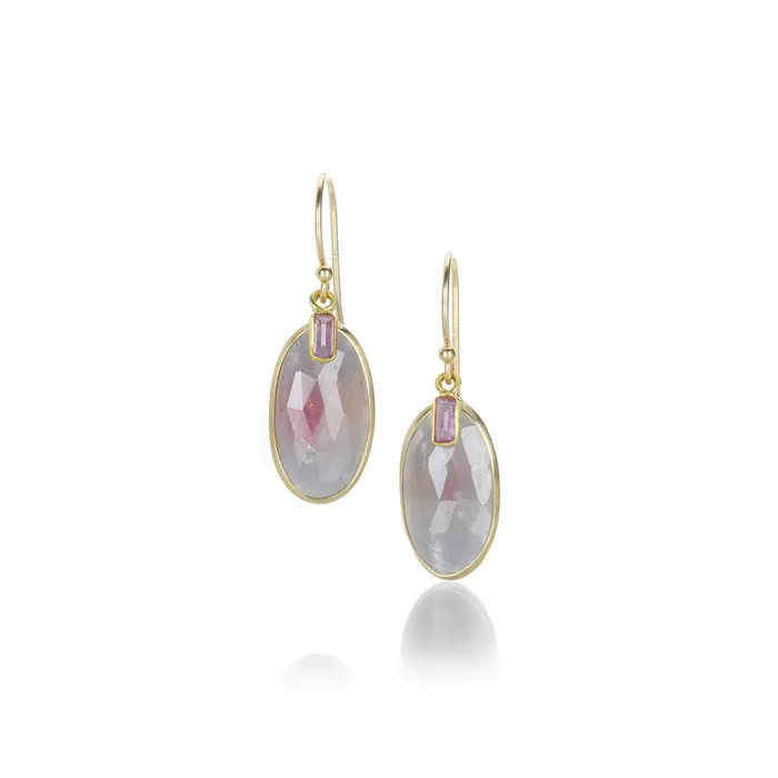 Earrings Margaret Solow Pink and Gray Sapphire Earrings