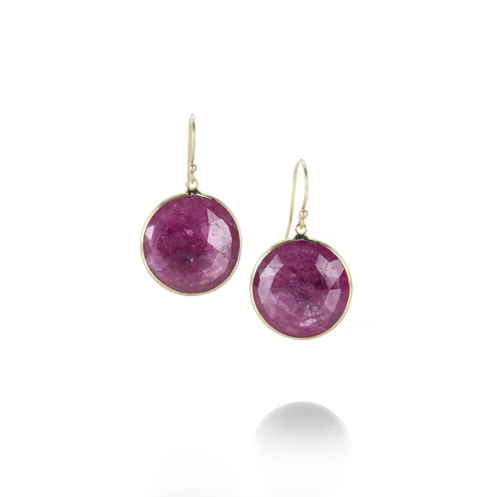 Earrings Margaret Solow Round Ruby Earrings